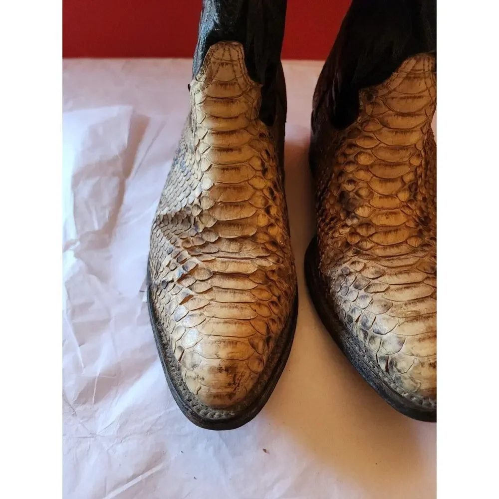 Vintage R R Navarro Snakeskin Cowboy Boots Western Men's 8 8.5 D